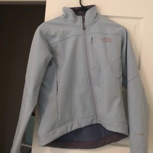 North face light blue wind resistant jacket
